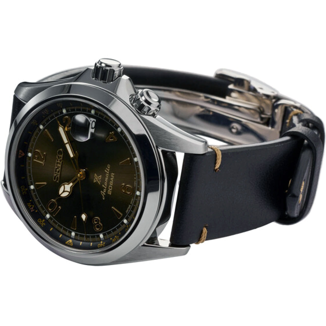 Seiko Japan Made Prospex Alpinist Golden Brown Men's Black Leather Strap Watch SPB209J1 - Diligence1International
