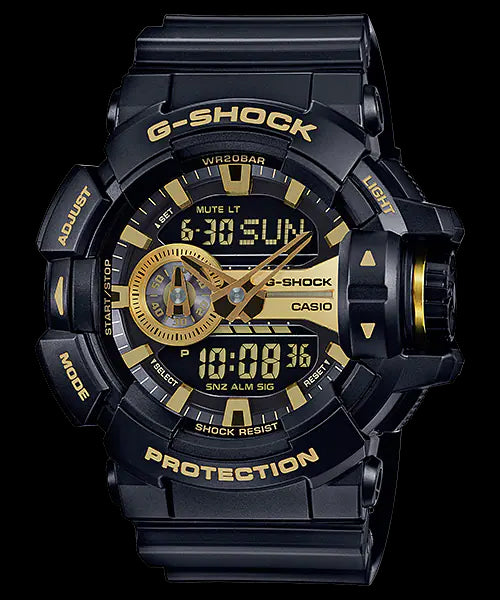 Casio G-Shock Big Case Anadigi Black x Gold Tone Accents Watch GA400GB-1A9DR