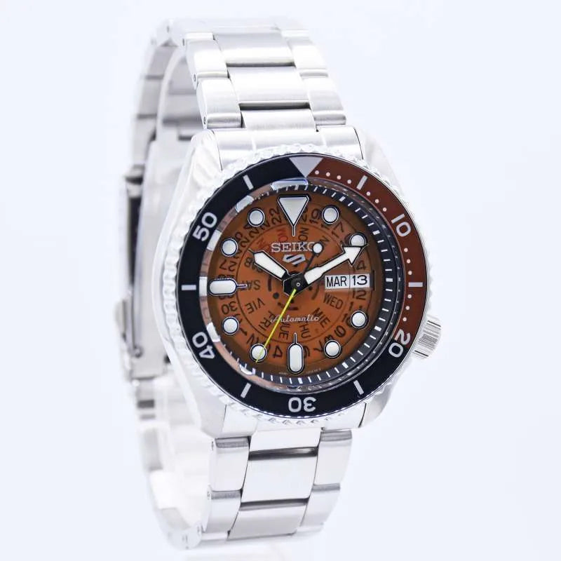 Seiko 5 100M Skeleton Style Brown Dial Automatic Watch SRPJ47K1