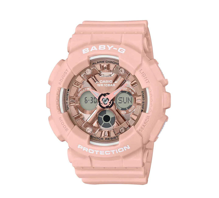 Casio Baby-G Anadigi Metallic Pink x Rose Gold Watch BA130-4ADR