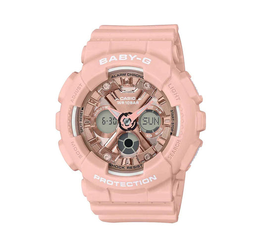 Casio Baby-G Anadigi Metallic Pink x Rose Gold Watch BA130-4ADR