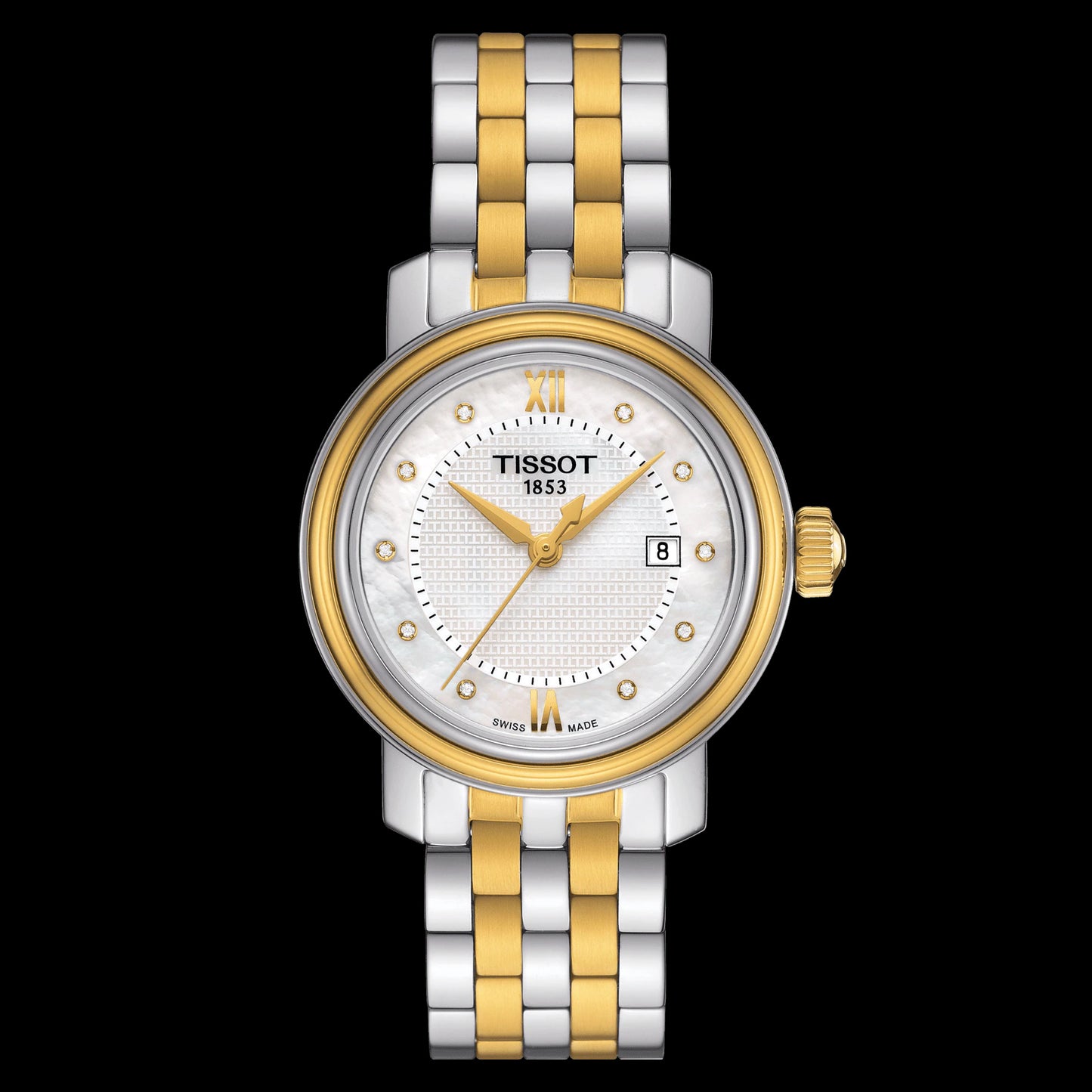 Tissot Swiss Made T-Classic Bridgeport 2 Tone Gold Plated MOP Ladies' Watch T0970102211600