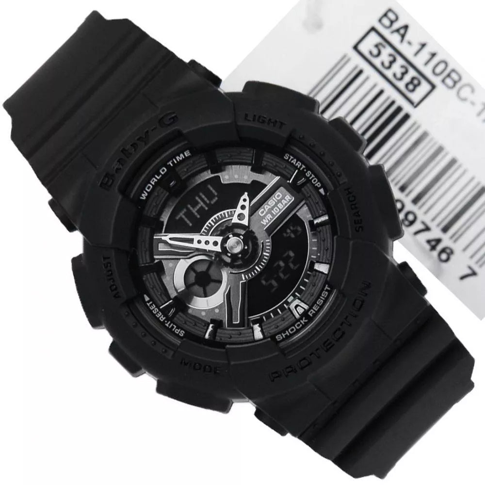 Casio Baby-G BA110 Series Anadigi All Black Stealth Series Watch BA110BC-1ADR