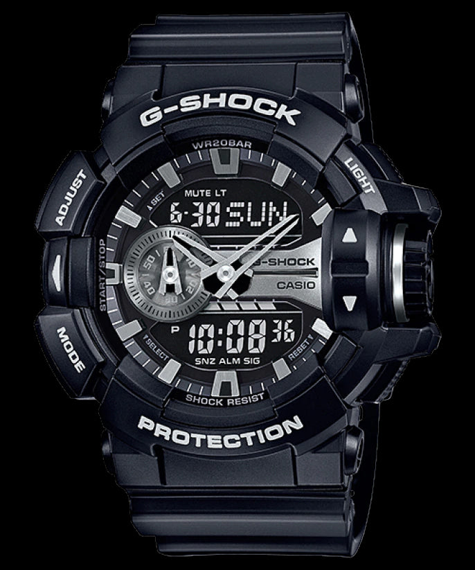 Casio G-Shock Big Case Analog-Digital Black x Silver Tone Watch GA400GB-1ADR