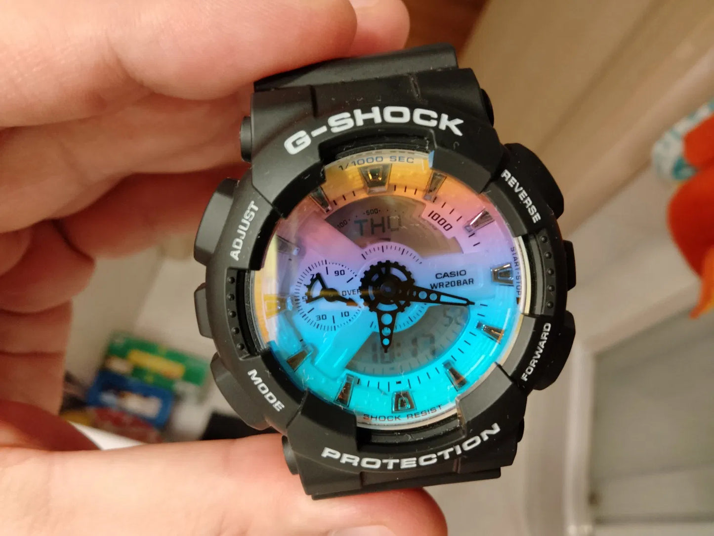 Casio G-Shock Anadigi Rainbow Vapor Dial Black Watch Casio GA110SR-1ADR