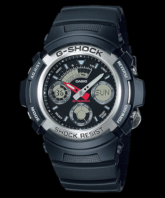 Casio G-Shock Standard Analog-Digital Black x Silver Accents Watch AW590-1AHDR