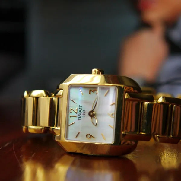Tissot Swiss Made T-Wave Stylist-T Ladies' MOP Gold Plated Watch T02.5.285.82 - Diligence1International