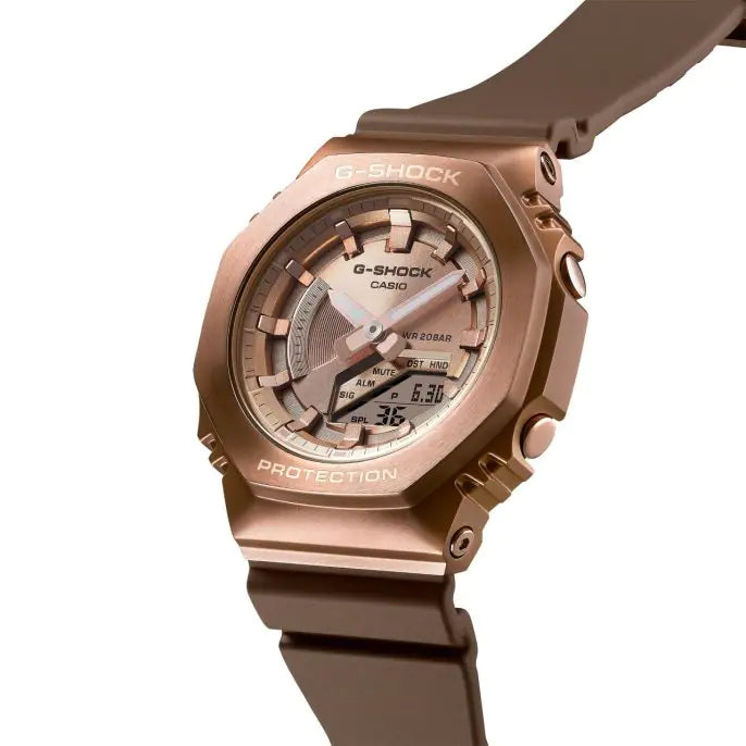 Casio G-Shock Carbon Core Guard Bronze x Rose Gold AP CasiOak Ladies' Metal Case Watch GMS2100BR-5ADR