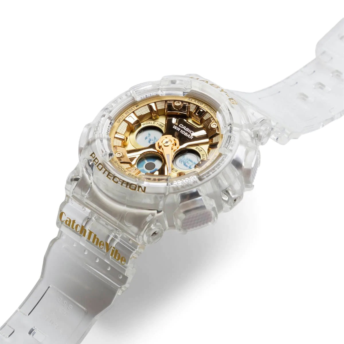 Casio Baby-G Anadigi Metallic Gold Clear Jelly RIEHATA Watch BA130CVG-7ADR
