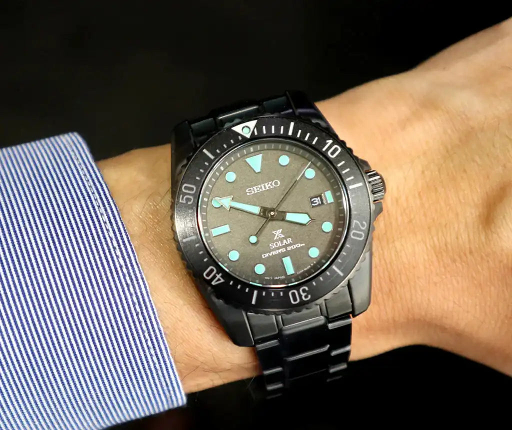 Seiko Prospex LE Black Series Night Vision Compact Solar Diver's 1965 Reissue Watch SNE587P1