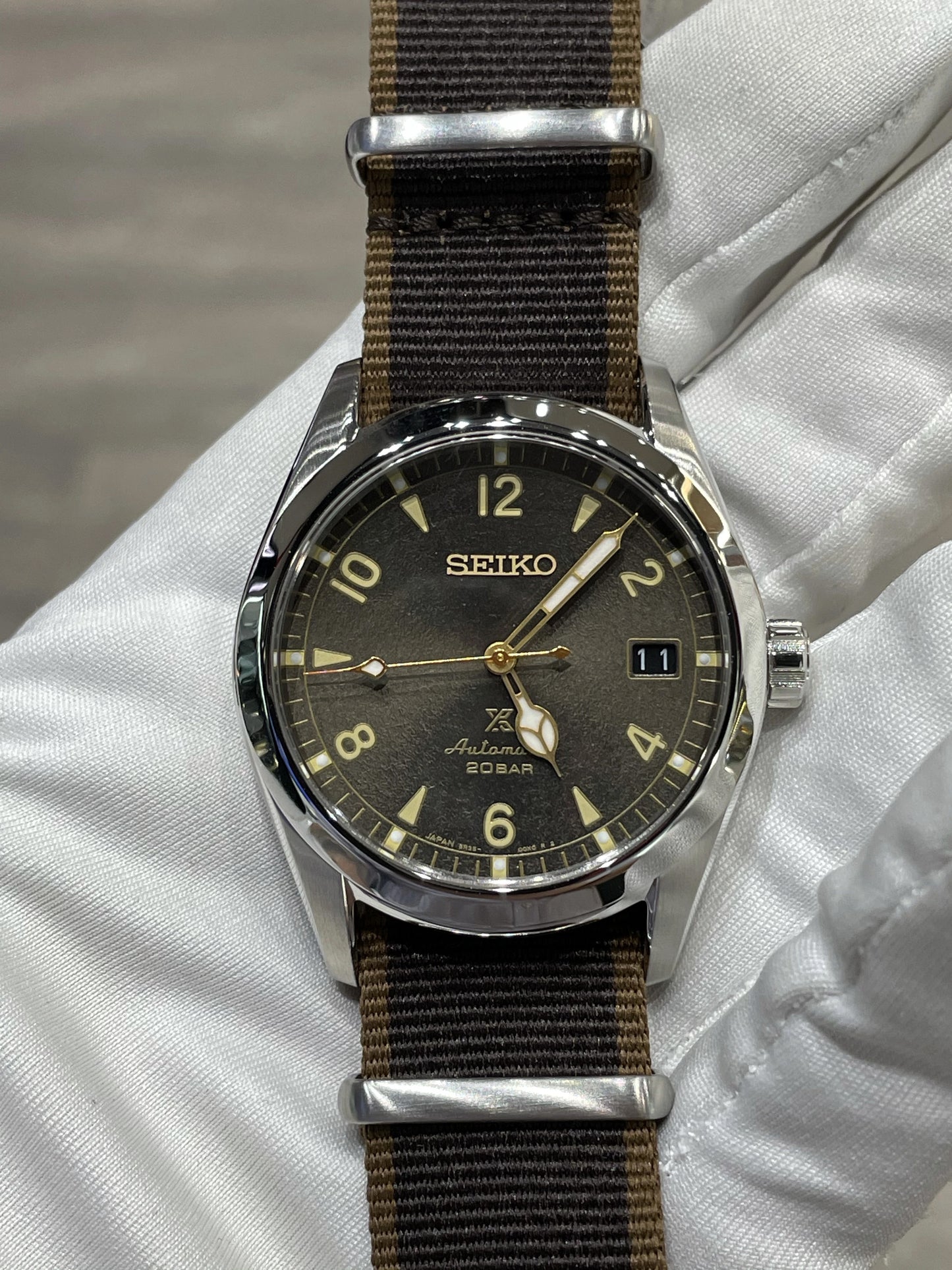Seiko Japan Made Prospex Baby Alpinist Brownish Grey Junior Men's Nylon Strap Watch SPB211J1 - Diligence1International