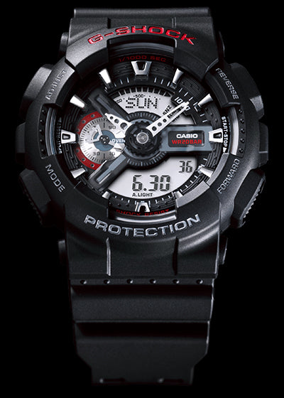Casio G-Shock GA110 Series Analog-Digital Black x Red Watch GA110-1AHDR
