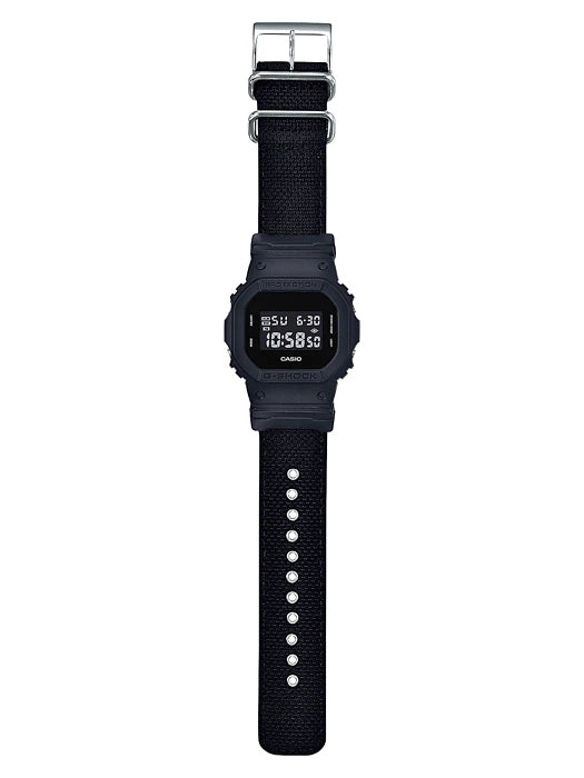 Casio G-Shock Standard Digital ALL Black LCD Nylon Fabric Band Watch DW5600BBN-1DR - Diligence1International