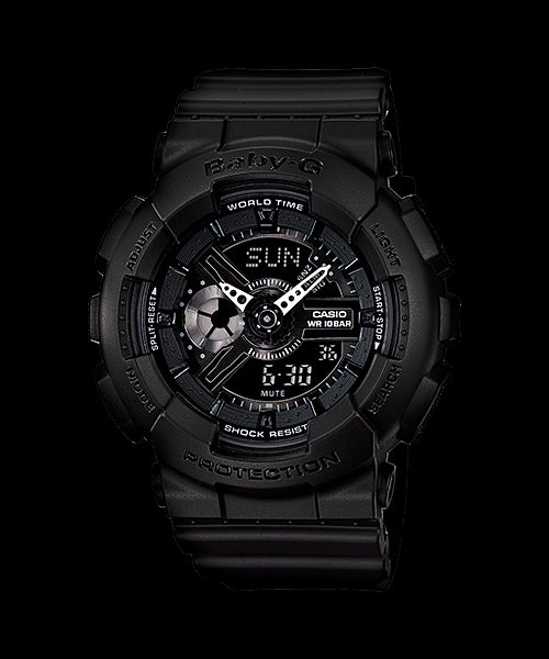 Casio Baby-G BA110 Series Anadigi All Black Stealth Series Watch BA110BC-1ADR