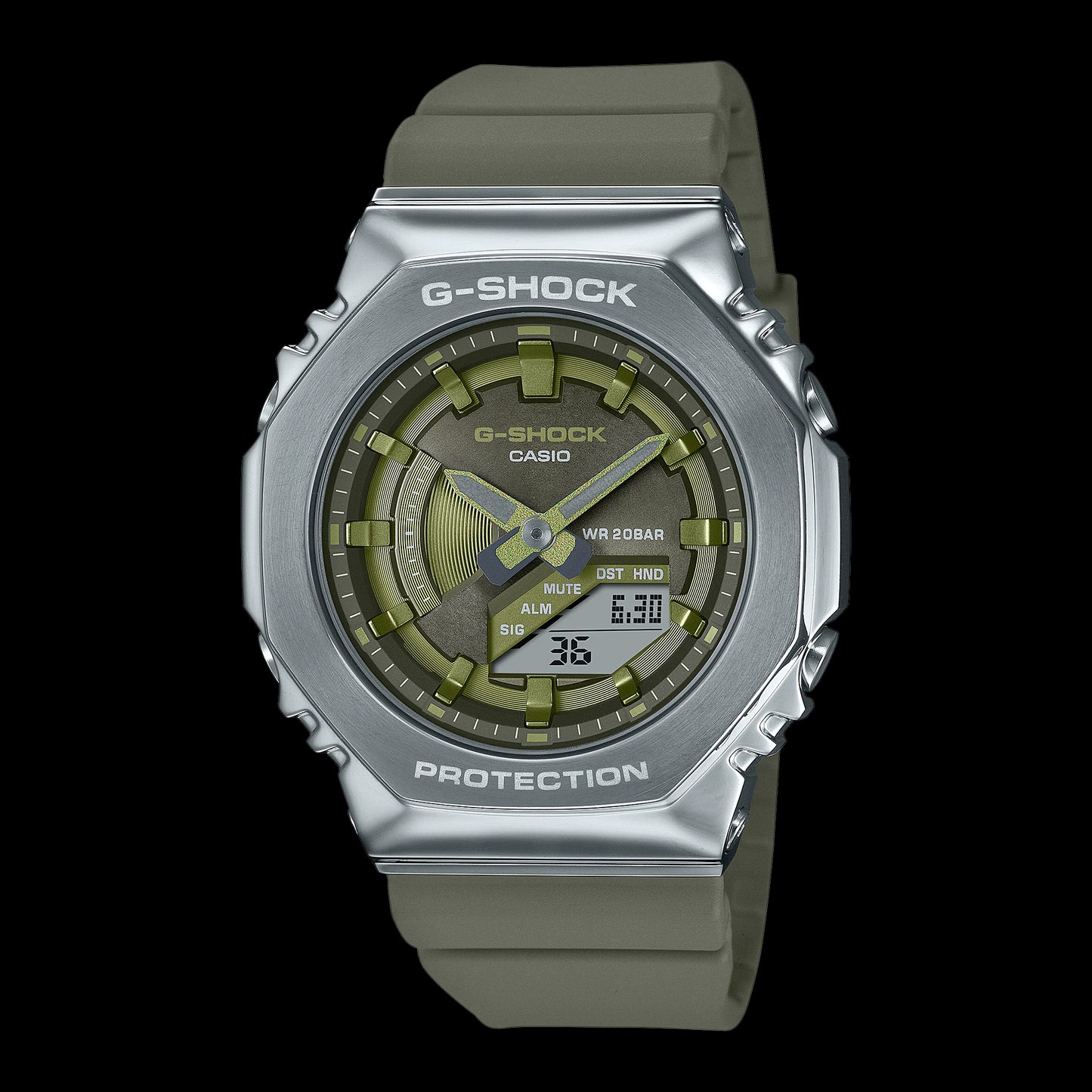 Casio G-Shock Carbon Core Guard Green AP CasiOak Ladies' Metal Case Watch GMS2100B-3ADR