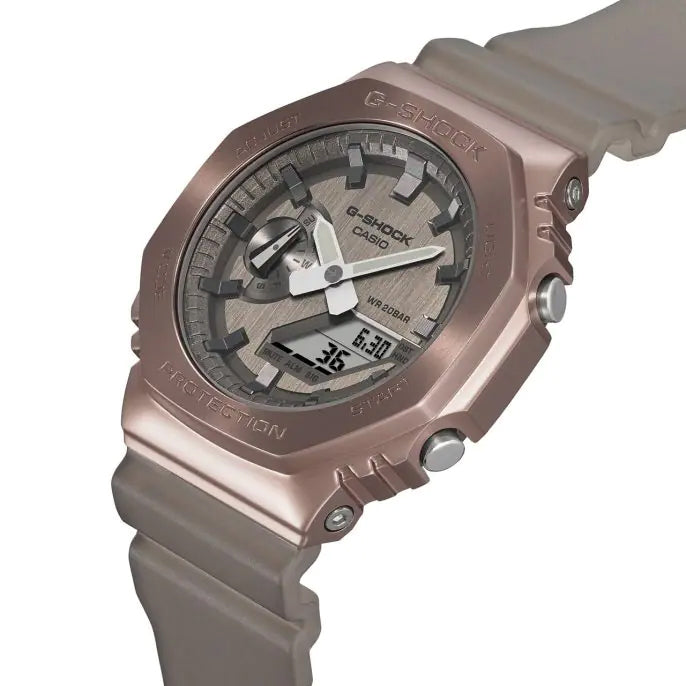 Casio G-Shock Carbon Core Guard Midnight Fog Ion Brown AP CasiOak Men's Metal Case Watch GM2100MF-5ADR
