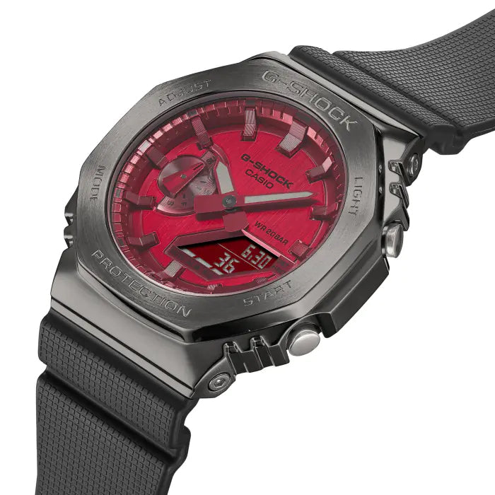 Casio G-Shock Carbon Core Guard Black x Red AP CasiOak Men's Metal Case Watch GM2100B-4ADR