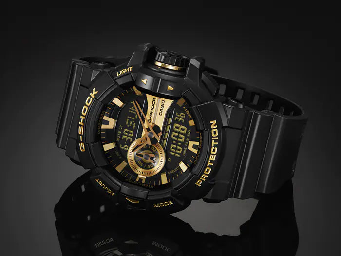 Casio G-Shock Big Case Anadigi Black x Gold Tone Accents Watch GA400GB-1A9DR