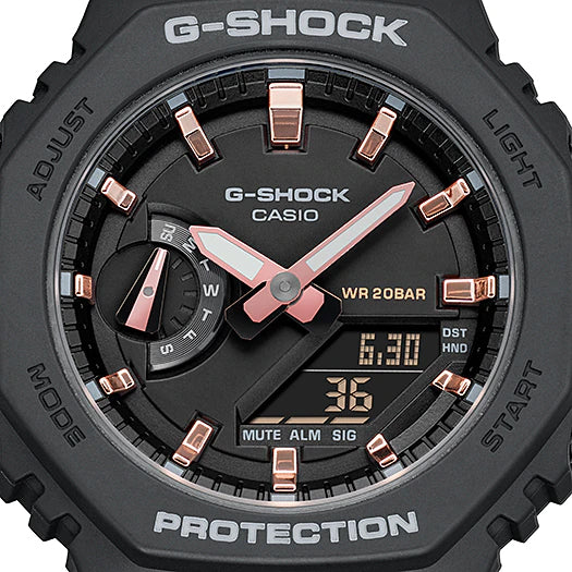 Casio G-Shock Carbon Core Guard Black x Rose Gold Accents AP CasiOak Ladies' Watch GMAS2100-1ADR