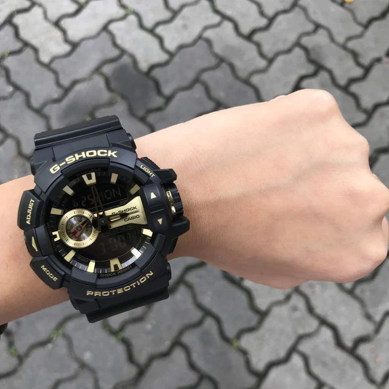 Casio G-Shock Big Case Anadigi Black x Gold Tone Accents Watch GA400GB-1A9DR