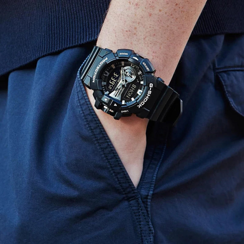 Casio G-Shock Big Case Analog-Digital Black x Silver Tone Watch GA400GB-1ADR