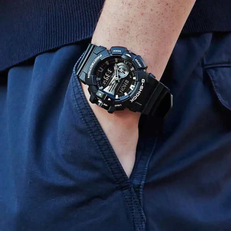 Casio G-Shock Big Case Analog-Digital Black x Silver Tone Watch GA400GB-1ADR