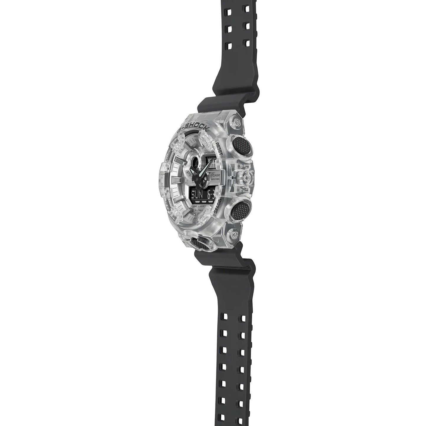 Casio G-Shock Metallic Grey Camo Camouflage Dial Translucent bezel Black Watch GA700SKC-1ADR
