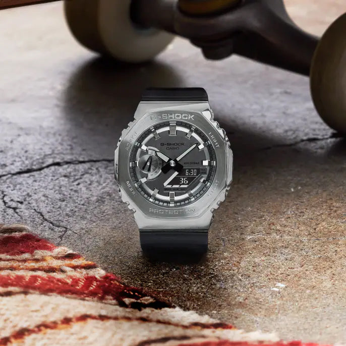 Casio G-Shock Carbon Core Guard Stainless x Grey AP CasiOak Men's Metal Case Watch GM2100-1ADR