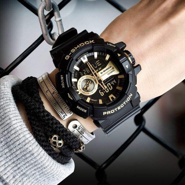 Casio G-Shock Big Case Anadigi Black x Gold Tone Accents Watch GA400GB-1A9DR
