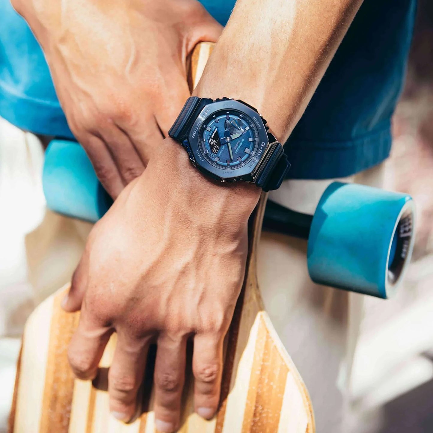 Casio G-Shock Carbon Core Guard Ion Blue AP CasiOak Men's Metal Case Watch GM2100N-2ADR