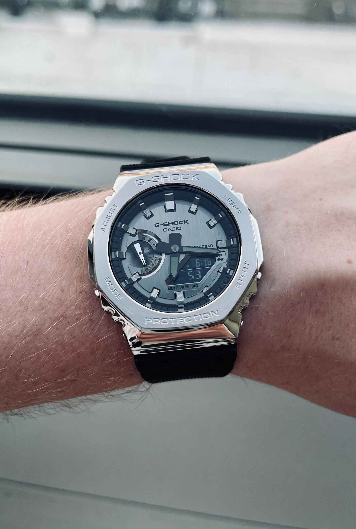 Casio G-Shock Carbon Core Guard Stainless x Grey AP CasiOak Men's Metal Case Watch GM2100-1ADR