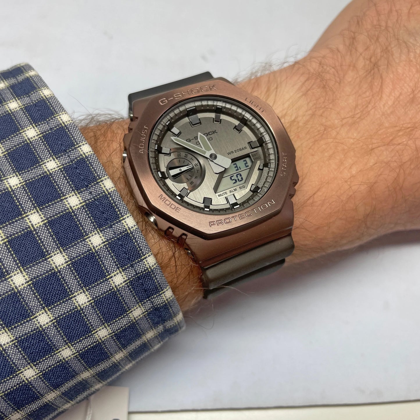 Casio G-Shock Carbon Core Guard Midnight Fog Ion Brown AP CasiOak Men's Metal Case Watch GM2100MF-5ADR