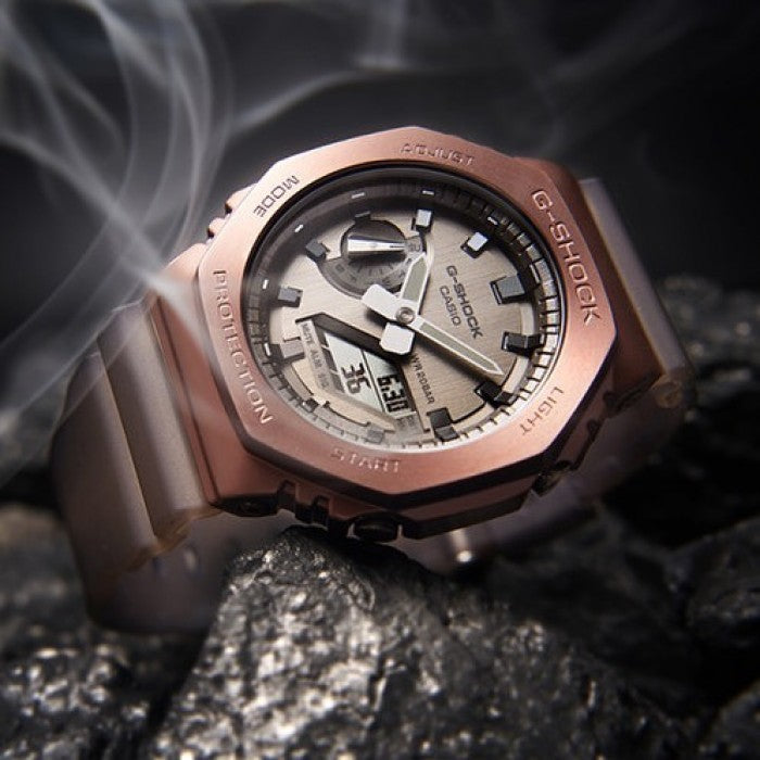 Casio G-Shock Carbon Core Guard Midnight Fog Ion Brown AP CasiOak Men's Metal Case Watch GM2100MF-5ADR