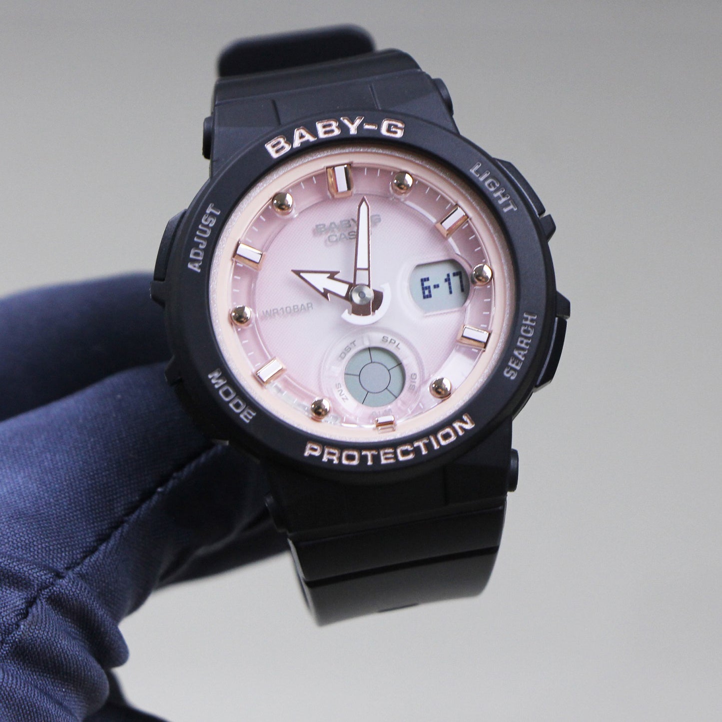 Casio Baby-G Beach Anadigi Traveler Series Pink Dial Black Watch BGA-250-1A3DR