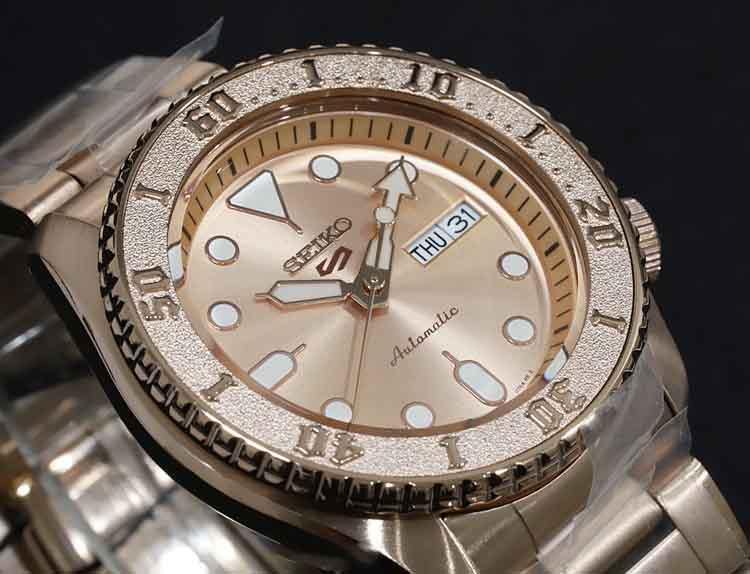 NEW Seiko 5 Sports 100M Automatic Men's Watch All Rose Gold Plated SRPE72K1 - Diligence1International