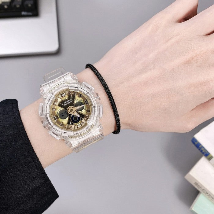 Casio Baby-G Anadigi Metallic Gold Clear Jelly RIEHATA Watch BA130CVG-7ADR