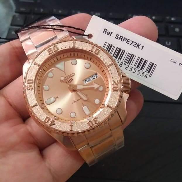 NEW Seiko 5 Sports 100M Automatic Men's Watch All Rose Gold Plated SRPE72K1 - Diligence1International