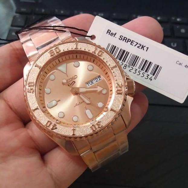 NEW Seiko 5 Sports 100M Automatic Men's Watch All Rose Gold Plated SRPE72K1 - Diligence1International