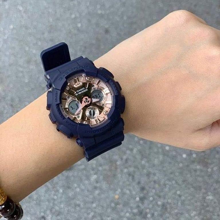 Casio G-Shock Anadigi Rose Gold Metallic Face Ladies' Blue Watch GMAS120MF-2A2DR - Diligence1International