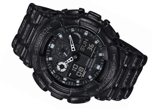 Casio G-Shock Black Out Leather Texture Series Anadigi Black Watch GA100BT-1ADR - Diligence1International