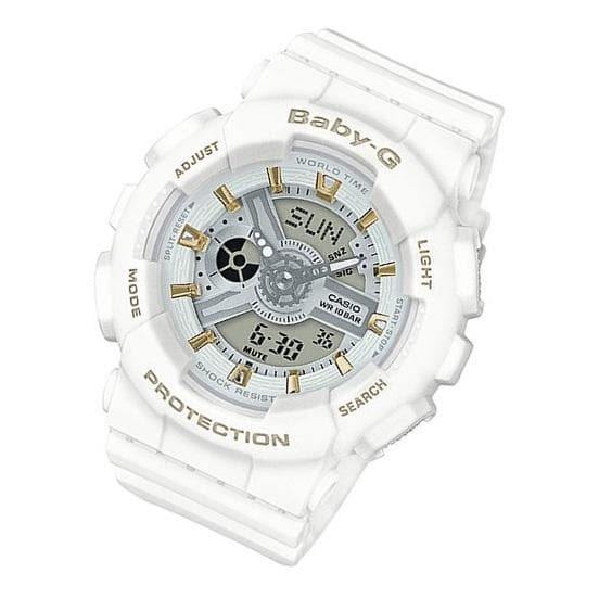 Casio Baby-G BA-110 Series Analog-Digital White x Matte Ecru x Gold Accents Watch BA110GA-7A1DR - Diligence1International