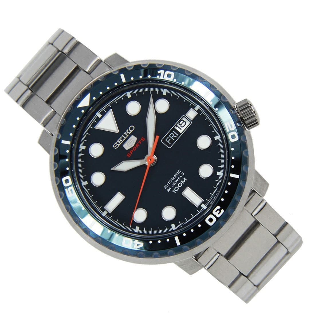 Seiko 5 Sports Bottle Cap 100M Blue Dial Blue Bezel Men's Watch SRPC63K1 - Diligence1International