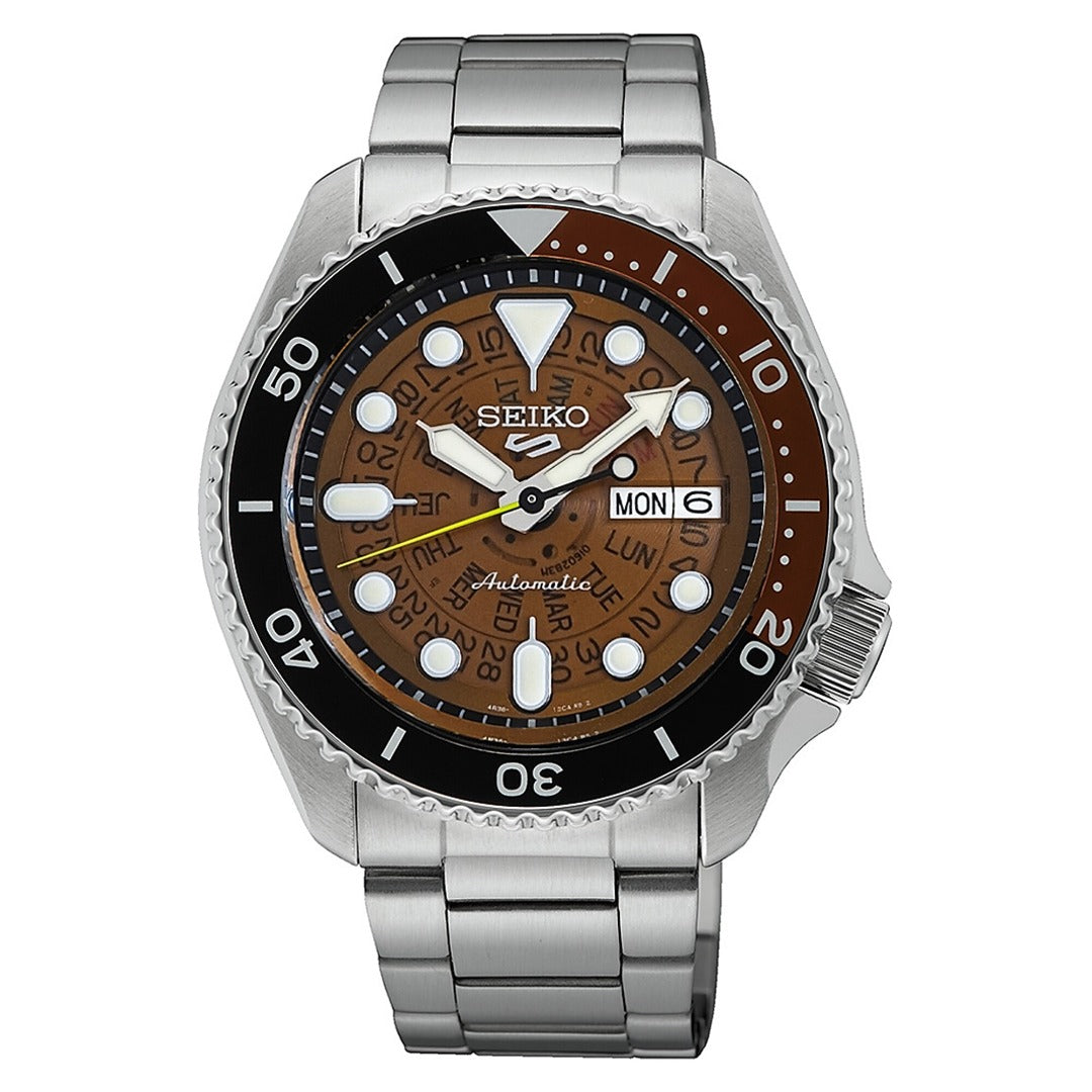 Seiko 5 100M Skeleton Style Brown Dial Automatic Watch SRPJ47K1