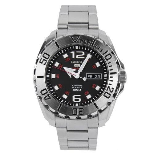 Seiko 5 Sports Black Dial Mini Baby Monster Men's Stainless Strap Watch SRPB33K1 - Diligence1International