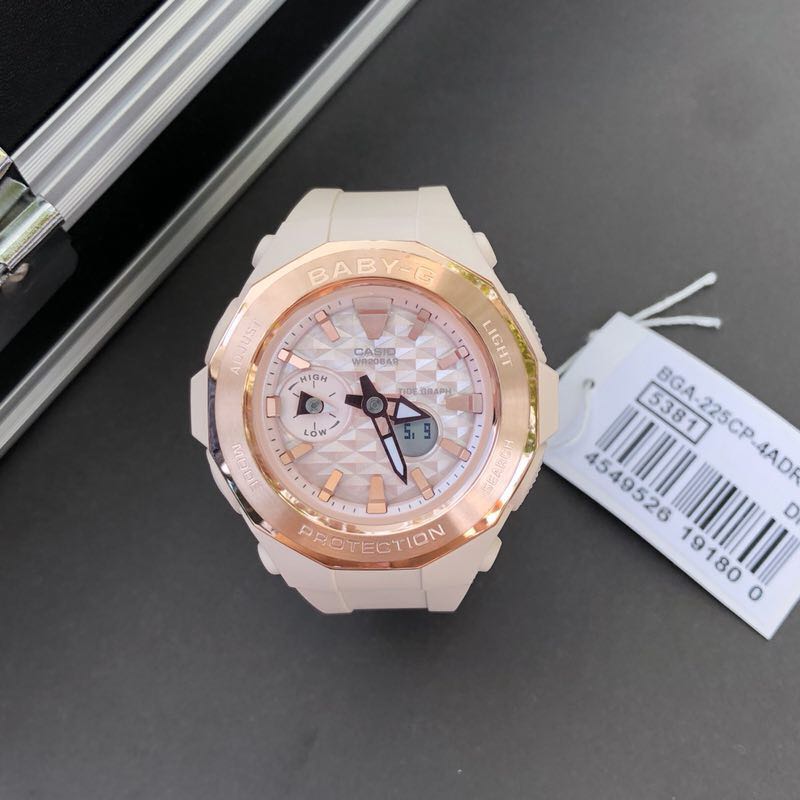 Casio Baby-G Anadigi Rose Gold Plated Pink Beige Special Color Watch BGA225CP-4ADR