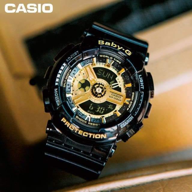 Casio Baby-G BA-110 Black & Gold Series Analog-Digital Black x Gold Dial Watch BA110-1ADR - Diligence1International