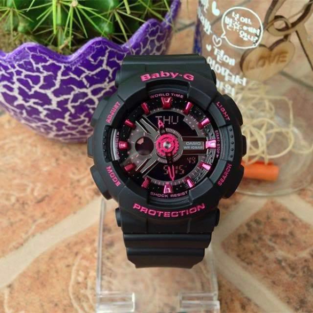 Casio Baby-G Neon Colors Anadigi Black x Pink Accents Watch BA111-1ADR - Diligence1International
