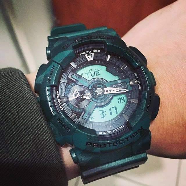 Casio G-Shock GA110 Series Military Green Camo Black Dial Watch GA110CM-3ADR - Diligence1International