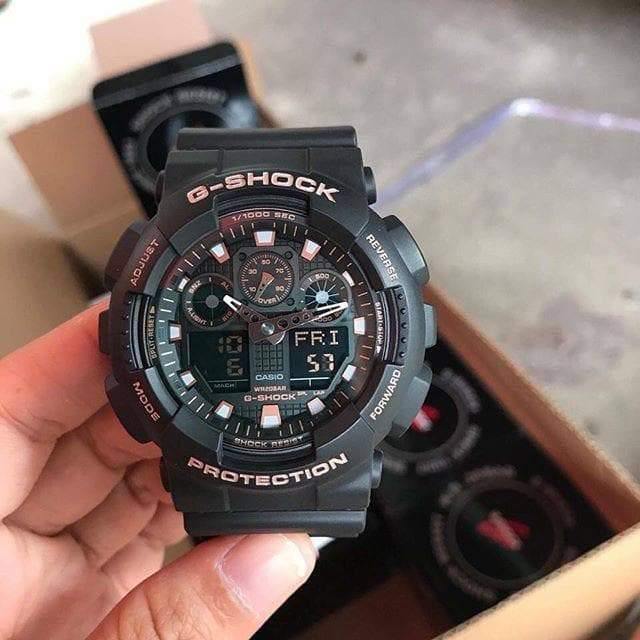 Casio G-Shock Analog-Digital Black x Rose Gold Accents Watch GA100GBX-1A4DR - Diligence1International