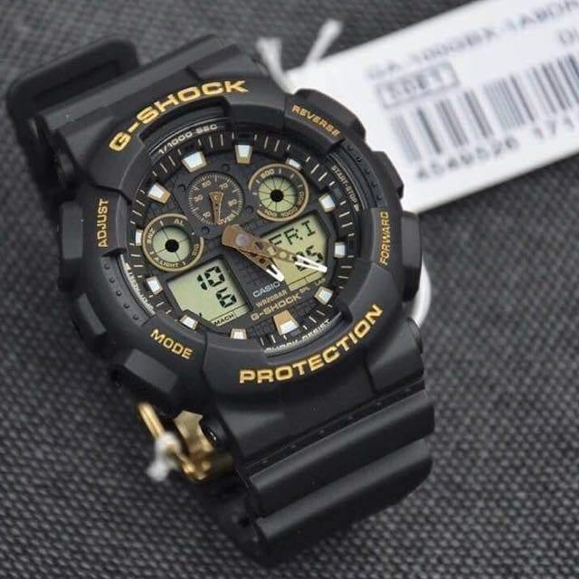 Casio G-Shock Analog-Digital Black x Gold Accents Watch GA100GBX-1A9DR - Diligence1International